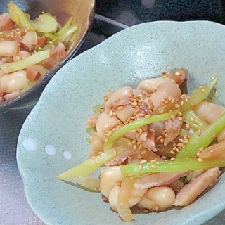 白いんげん豆とセロリの炒め物